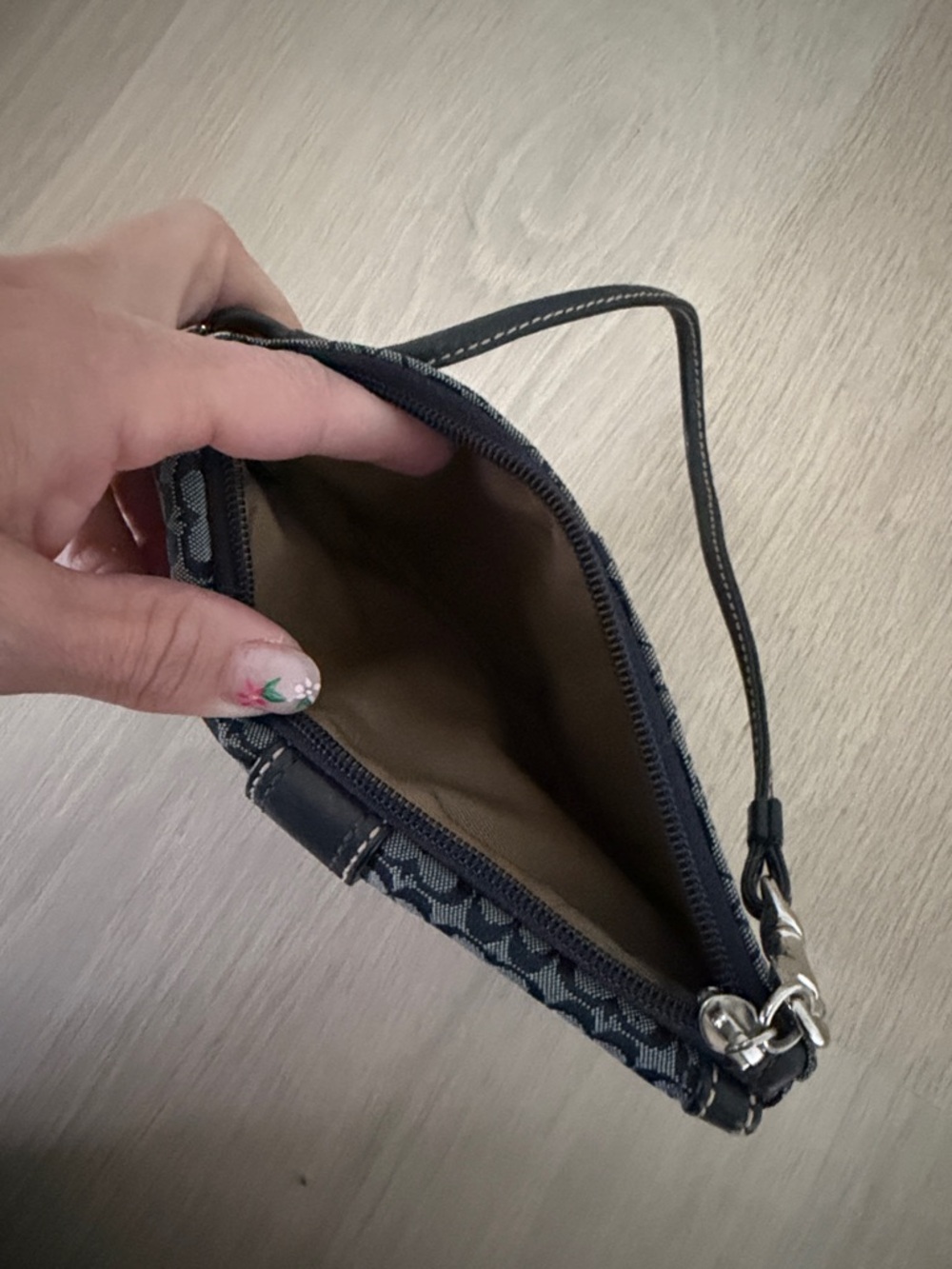 Coach Navy and Black Signature Wristlet with Buckle Accent - Picture 2 of 3